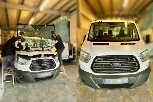 REMPLACEMENT DE PARE BRISE SUR UNE FORD TRANSIT A LAGNY SUR MARNE