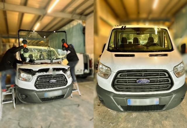 REMPLACEMENT DE PARE BRISE SUR UNE FORD TRANSIT A LAGNY SUR MARNE